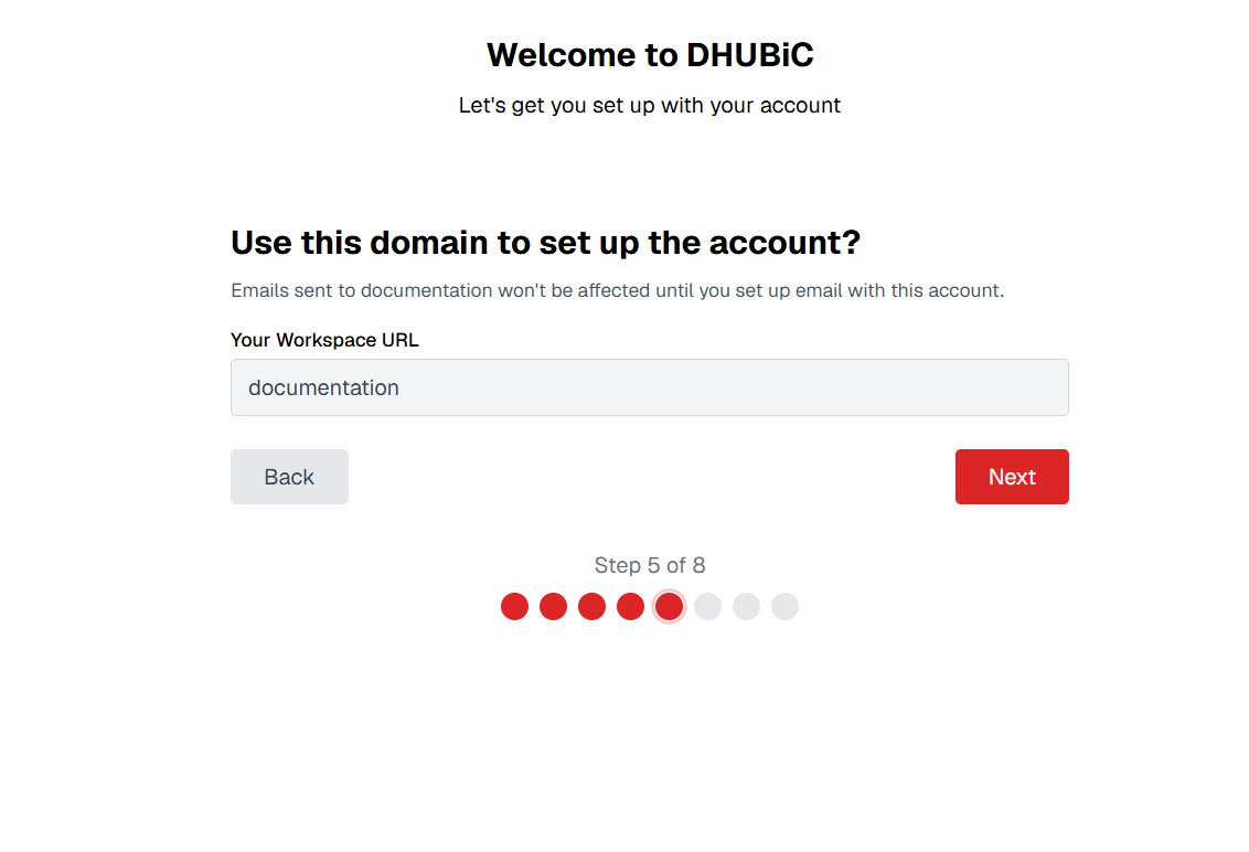 Workspace Domain Confirmation screenshot
