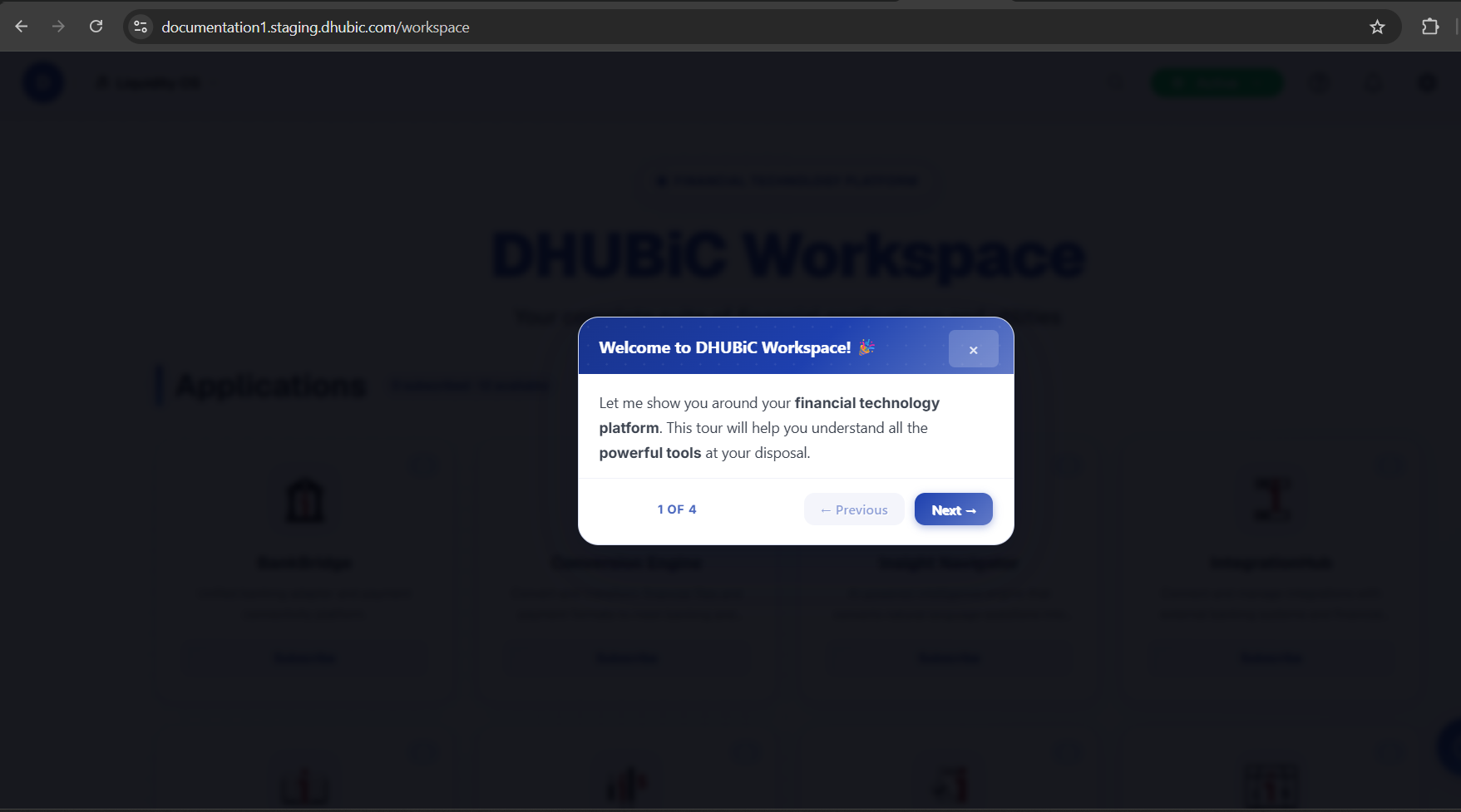 Initial Workspace Tour screenshot